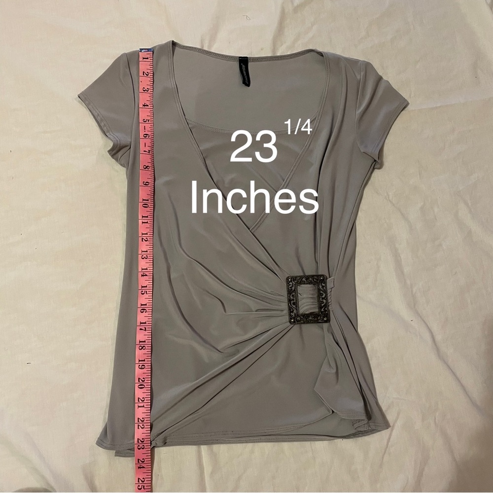 Jason Maxwell grey wrap short sleeve top - Picture 4 of 9